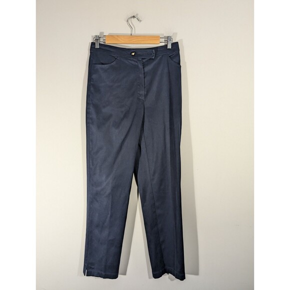 St. John Sport Pants Women Sz 6 Navy Straight Leg High Rise Work Office Career - Picture 1 of 9